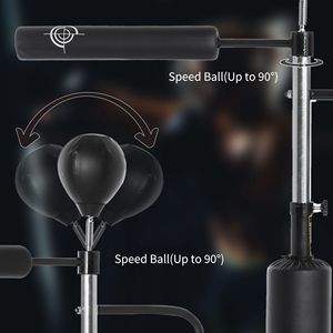 Sacco da Boxe Professionale Nero Resistente per Allenamento Sportivo 88,75 cm (L) x 50,05 cm (L) x 160-230 cm (H) in PU con Supporto - Product Image 5