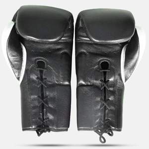 Guantes de Boxeo de Cuero Negro Personalizados con Cordones, Guantes de Sparring para MMA, Muay Thai, Guantes de Boxeo Profesionales con Logotipo Personalizado, Venta al Por Mayor - Product Image 2