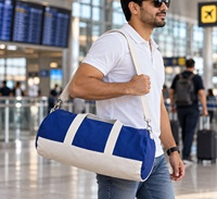 Sac de sport cylindrique en toile avec fermeture éclair et bandoulière réglable