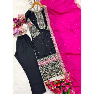 Conjunto de Pent y Dupatta para Fiestas, Salwar Kameez de Poliéster Bordado con Lentejuelas para Uso Festivo - Product Image 3