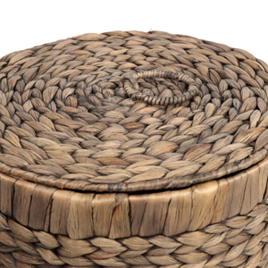 Decorative Woven Waste <b>Paper</b> Basket With Lid, Water Hyacinth Trash <b>Bin</b> for Office & Home Natural Boho Wastebasket From Vienam - Product Image 6