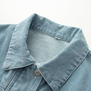 Veste en jean bleue pour femmes grandes tailles, manches longues, veste en jean décontractée, hauts en jean de haute qualité pour femmes - Product Image 2