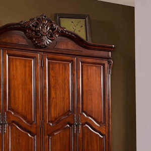 Armario Clásico Europeo de Madera Maciza de Caoba con Acabado en Nogal Oscuro, Tallado Minimalista, Elegante para Dormitorio, Villa, Apartamento, Hotel de Alta Gama - Product Image 5