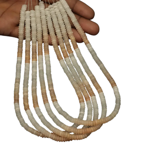 Increíbles cuentas de cuarzo en forma de rondelle plana con tonalidad de melocotón, cuentas de piedra preciosa Heishi de cuarzo con tonalidad de melocotón, artesanía para la fabricación de joyas. - Product Image 1