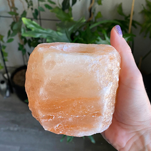 Porte-bougie en cristal de sel de l'Himalaya naturel, écologique, moderne, rustique, artisanal, décoration d'intérieur - Product Image 5