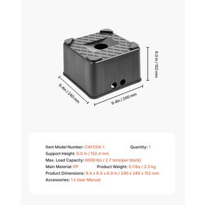 Blocco di livellamento per camper da 6 pollici per impieghi gravosi, capacità 6000 libbre, cavalletto per rimorchio, supporto per moto, livellatore per banchina 6000 - Product Image 4