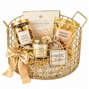 Gold <b>Iron</b> Wire Modern Multifunction Storage Basket with Handles Powder Coated Decorative Base for Kitchen Home - Product Image 5
