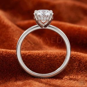 925 Sterling <b>Silver</b> Oval Cut Moissanite/Diamond <b>Solitaire</b> Engagement <b>Ring</b> for Women, Classic 4 Prong Setting Minimalist - Product Image 2
