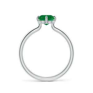 14K Solid Gold Solitaire Emerald-Cut Emerald Engagement <b>Ring</b> with Hidden Halo Handmade <b>Customized</b> Fine Jewelry Wedding - Product Image 4