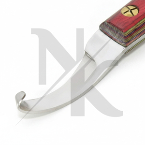 Couteau de fermeur professionnel réutilisable en acier inoxydable, lame courbée pour droitier, manche ergonomique en bois dur, pour une coupe précise des sabots - Product Image 2