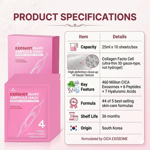 Masque Ampoule Coréen EXOSHOT CICA Collagène Peptide Acide Hyaluronique Hydrogel Anti-Âge Apaisant les Pores Éclaircissant le Teint - Product Image 4