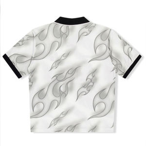 Polo informal con estampado de llamas para hombre, camiseta polo blanca con logo estampado gráfico, ropa de calle, camiseta polo de manga corta a la moda para verano - Product Image 3