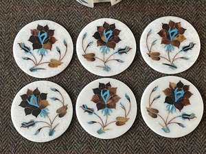 Wholesale Luxury Handmade <b>Marble</b> Inlay <b>Coasters</b> Set Portable Eco Friendly - Product Image 2