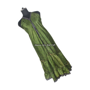Vestido de Tela de Seda Sari Vintage Indio para Mujer, Estilo Hippie Bohemio, Compra en Línea al por Mayor, Vestido de Noche Elegante sin Mangas para Damas - Product Image 6