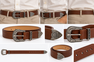 Premium <b>Men</b>’s Western <b>Leather</b> <b>Belt</b> Classic Ranch Cowboy Fashion Accessory from Divine International - Product Image 6