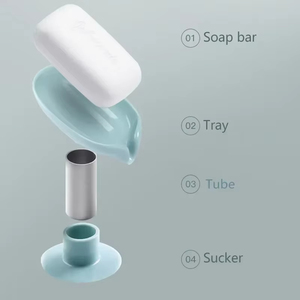 Jabonera con forma de hoja, bandeja para accesorios de baño, caja de almacenamiento creativa con ventosas, sin agua, último diseño, alta calidad - Product Image 2