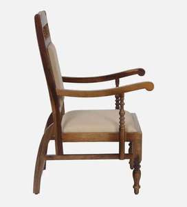 Fauteuil traditionnel en bois de Sheesham à dossier haut et accoudoirs - Product Image 2