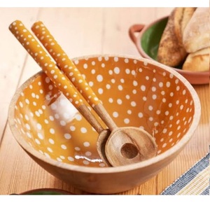Bol de service classique en émail pour la décoration de table, bol en bois au design exclusif, bol en bois pour salade de fruits - Product Image 5