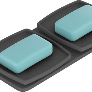 Support mural double pour savon, grand format, double couche, avec plateau en verre et support métallique robuste pour salle de bain - Product Image 1