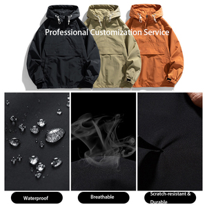 Chaqueta Cortavientos Anorak Personalizada para Hombre, Fabricantes, Cierre de Cremallera 1/4, Nailon Impermeable, Logotipo OEM, Repelente al Agua - Product Image 5