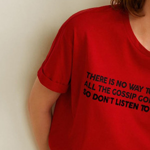Women's <b>Red</b> Crew Neck T-Shirt With Letter Print Loose Fit Casual Short Sleeve 100% Cotton Jersey Fabric Spring Summer Wear - Product Image 2