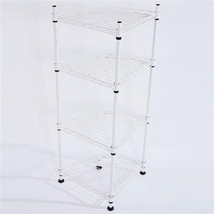 Scaffale Angolare Triangolare a 4 Ripiani Rivestito in Plastica 300x300x800mm Bianco per Casa e Ufficio - Product Image 4