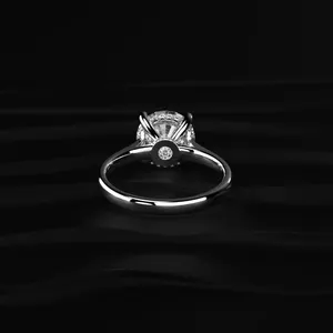 Anillo de Oro de 14K con Diamante Cultivado en Laboratorio, Color D-E, Claridad VVS-VS, Certificado IGI, Solitario con Doble Halo Oculto, Estilo Catedral, Regalo para Ocasiones Especiales - Product Image 4