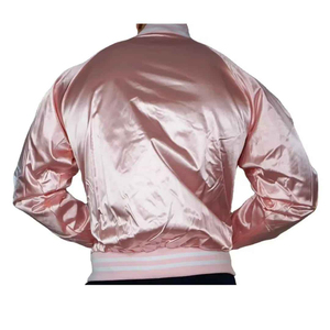 Blouson Bomber Rose en Satin pour Homme, Couleur Unie, Col Rabattu, Coupe Droite, Vêtement d'Extérieur Printemps, Fermeture Boutonnée - Product Image 5
