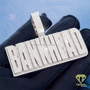 Personalized <b>Long</b> Live Letter Pendant With Drip Letter Design In 925 Sterling Silver And Moissanite <b>Necklace</b> - Product Image 2