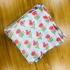 Lot de serviettes carrées réutilisables imprimées à la main en coton 100 % pour la maison, la cuisine, la salle à manger et les fêtes - Product Image 1
