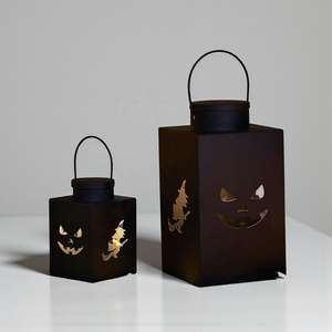 Juego de Faroles Decorativos de Metal con Diseño de Calabaza, Color Negro, para Decoración Espeluznante en Interiores y Exteriores - Product Image 1