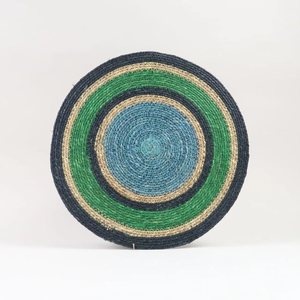 Best Selling Wholesale Sustainable Braided Handwoven Seagrass Blue Green <b>Round</b> Placemat <b>Dining</b> <b>Table</b> Mat Bulk Restaurant Decor - Product Image 1