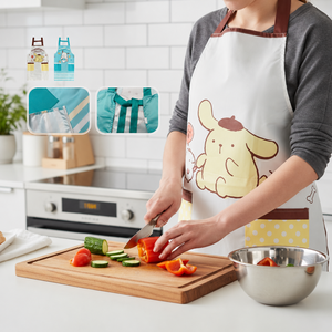 Tablier pour enfants en polyester tissé imprimé de dessins animés personnalisés, 5 à 14 poches, réutilisable, imperméable, résistant à l'huile, pour une utilisation quotidienne en cuisine - Product Image 3