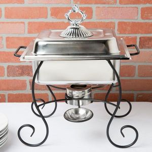 Calentador de Comida Tipo Buffet con Borde Dorado Decorativo, Recipiente de Acero Inoxidable con Tapa para Servir en Hoteles, Restaurantes, Banquetes y Eventos - Product Image 1