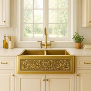 Évier de cuisine polyvalent en laiton, grande capacité, fait main, construction métallique durable pour cuisines modernes - Product Image 5