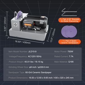 Afilador de Cuchillas para Cortacésped de Banco de 1HP y 750W con Rueda de Cerámica de 9 Pulgadas, Accesorio para Afilar Cuchillas de Cortacésped - Product Image 4