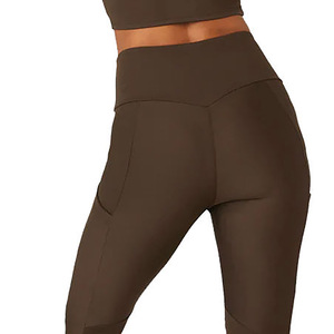 High Waist Solid Color Full Length Breathable Quick Dry Leggings Women's Stretch Knitted Spandex Polyester Seamless Basic Style - Product Image 3