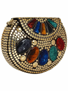 2026 Sculptural Metal Mosaic Beading <b>Clutch</b> Luxury Elongated Evening Beach Bag Chain Strap Handmade Eco-friendly Durable Premium - Product Image 3