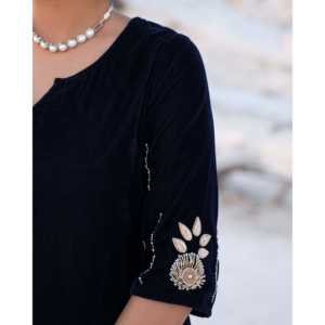 Ensemble de costume en velours bleu Ilana XS - Product Image 2