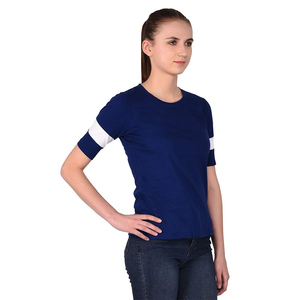 เสื้อยืดผู้หญิงแต่งลายที่คอ ผ้าฝ้ายเจอร์ซีย์ 100% นุ่ม ระบายอากาศได้ดี แห้งเร็ว แขนสั้น สวมใส่สบายๆ สำหรับฤดูร้อน ใช้ได้ทุกวัน พร้อมส่งออกจำนวนมาก - Product Image 4