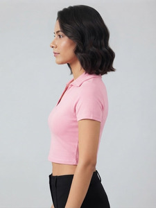 Polo Corto de Verano para Mujer, Camiseta de Manga Corta Casual, Ajustada, de Algodón, Top Corto Tipo Polo para Damas - Product Image 3