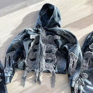 Ensemble survêtement unisexe vintage en coton imprimé, coupe oversize, avec pantalon évasé et sweat à capuche délavé personnalisé pour homme - Product Image 3