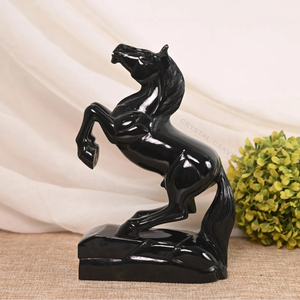 Estatua de Caballo Tallada a Mano en Espinela Negra, Escultura de Garro Grande con Piedras Preciosas, Venta al por Mayor OEM ODM - Product Image 6