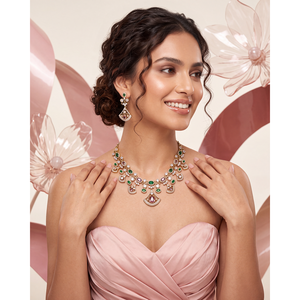 Indian Ethnic Prachi Premium 24K <b>Gold</b> Plated Victorian Bridal Necklace <b>Set</b> - Product Image 1