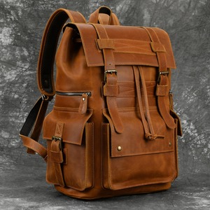 Sac à dos pour ordinateur portable en cuir véritable, style multi-poches, léger, fait main, pour femmes, sacs à dos en cuir très demandés - Product Image 1
