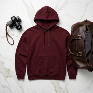 Custom <b>Burgundy</b> Minimalist Pullover <b>Hoodie</b> <b>Men's</b> Casual Sweatshirt Hooded Sportswear OEM ODM Wholesale Manufacturer - Product Image 6