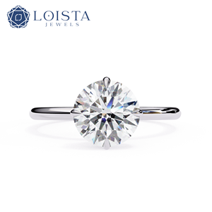 Anillo de Compromiso LOISTA con Diamante Redondo Brillante de Platino, Anillo Clásico Solitario para Mujer, Diamante Natural Certificado por GIA, Color D - Product Image 1