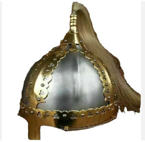 Casque de chevalier viking vintage Milap Industries, fait main, en laiton poli, acier, plume ronde, décoration médiévale, cadeau, Halloween, Uttarakhand - Product Image 4