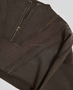 Sweat-shirt en laine délavée pour femme, col montant, haute qualité, personnalisable, motif uni brodé, printemps/hiver - Product Image 3