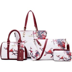 Conjunto de Bolsos de Mano de Piel Sintética con Estampado Floral para Mujer, Bolso Boston, Bolso de Hombro, Bolso Bandolera, Cartera, Bolsa de Cosméticos, Estilo Elegante para Uso Diario - Product Image 5